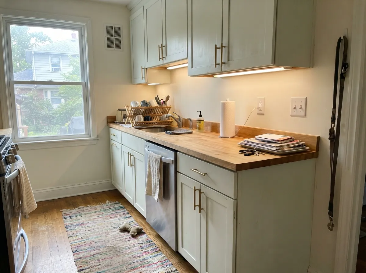 On cabinets, with brass and warm wood nearby, it reads quiet and a little expensive instead of stark.