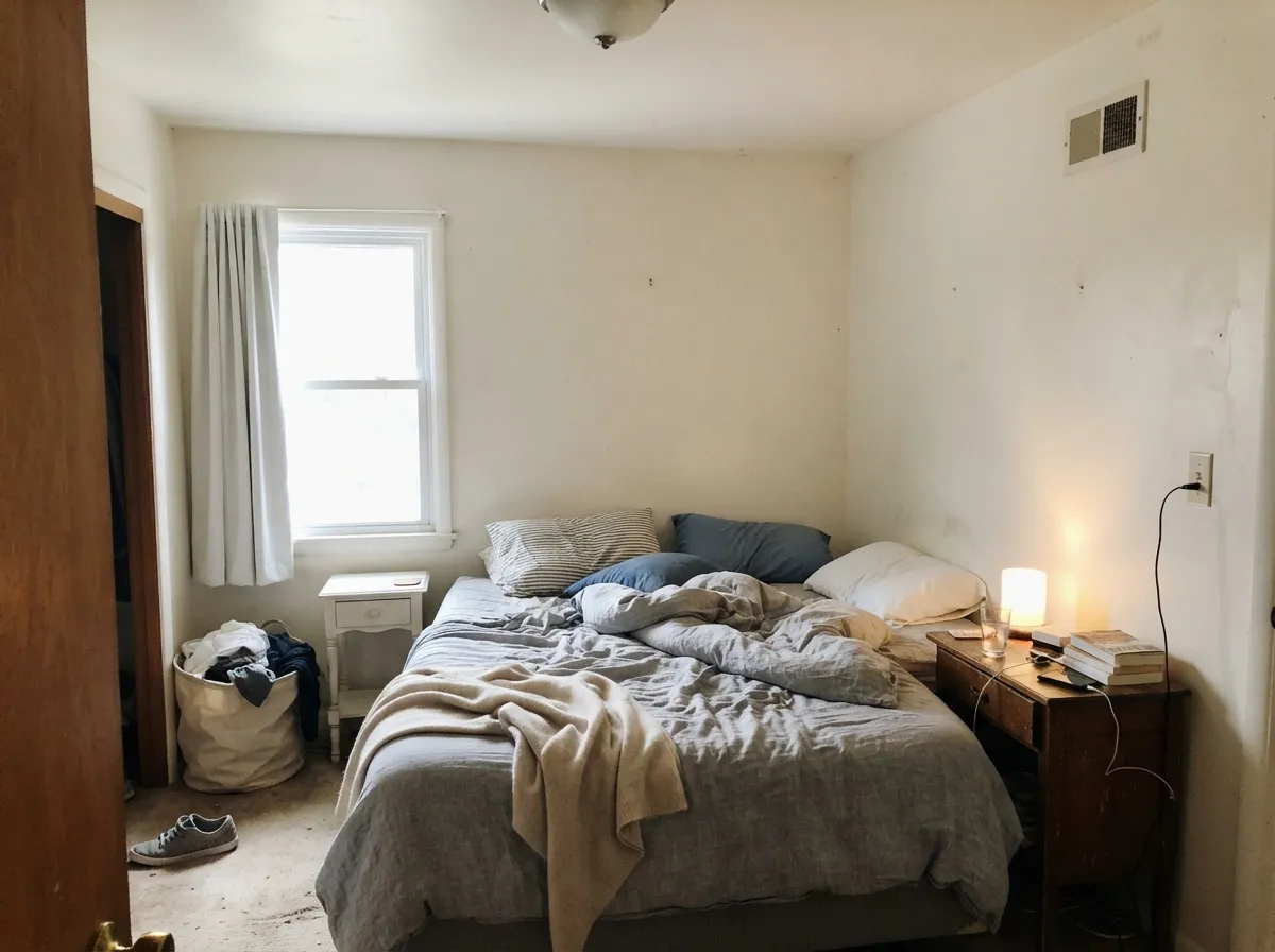 On a ceiling it disappears in a good way — LRV 92 bounce without the clinical glare a cooler bright white would throw over warm bedding.