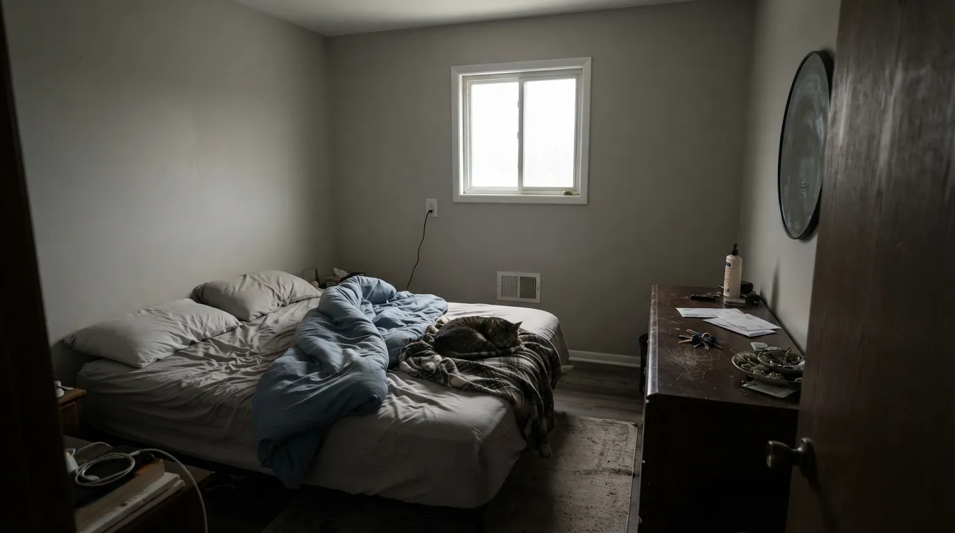 The honest shot: in a dim north room with no lamps, the warmth drains out and Smoky White goes dingy — the exact situation the skip-if list describes.