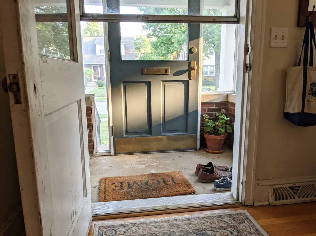 As a front door color it reads as a deliberate, grown-up choice — dark enough to hide daily grime, colorful enough to notice.