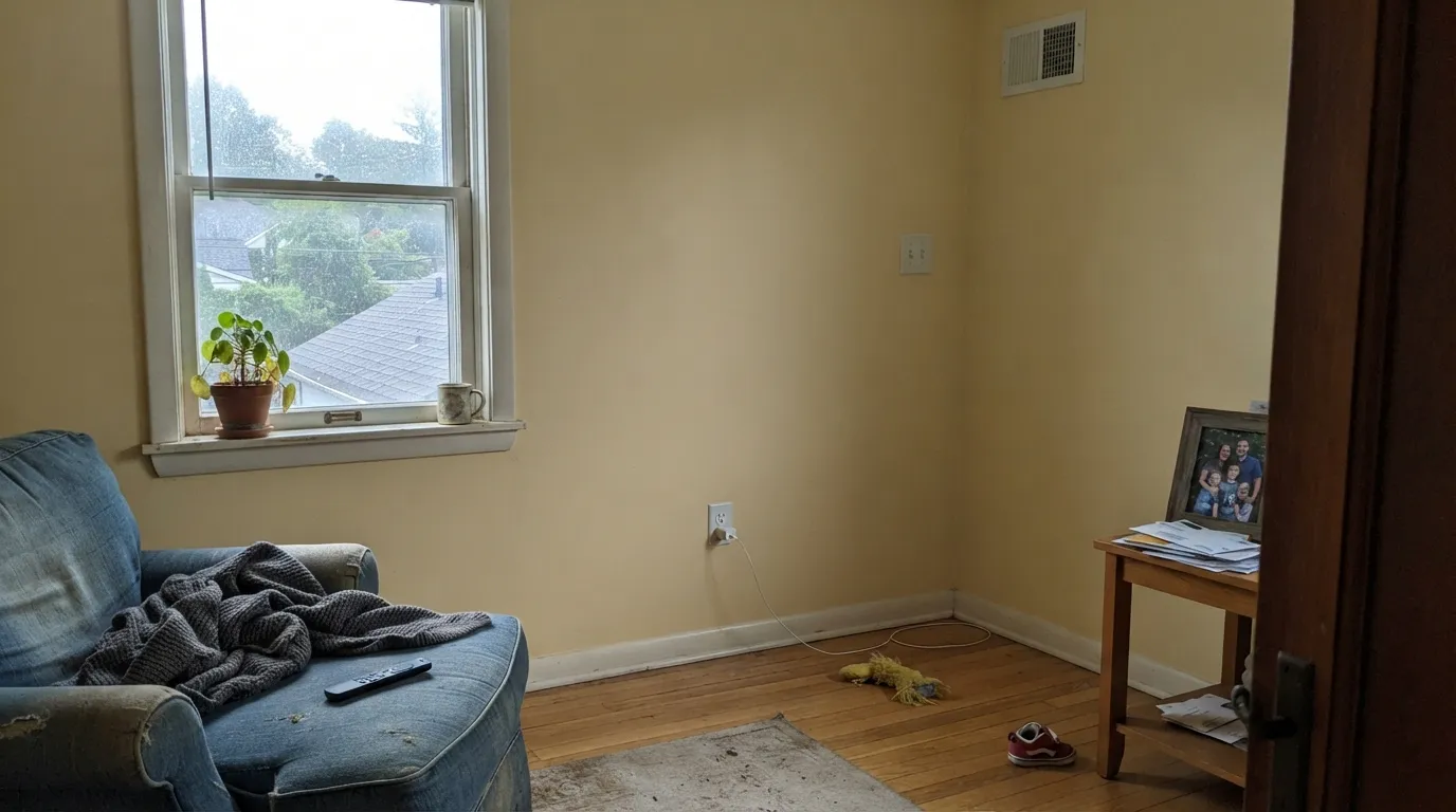 The honest shot: cool overcast light with no warm bulb drains the color to a flat, faintly greenish pale yellow — the look behind the "looks sickly" complaints.