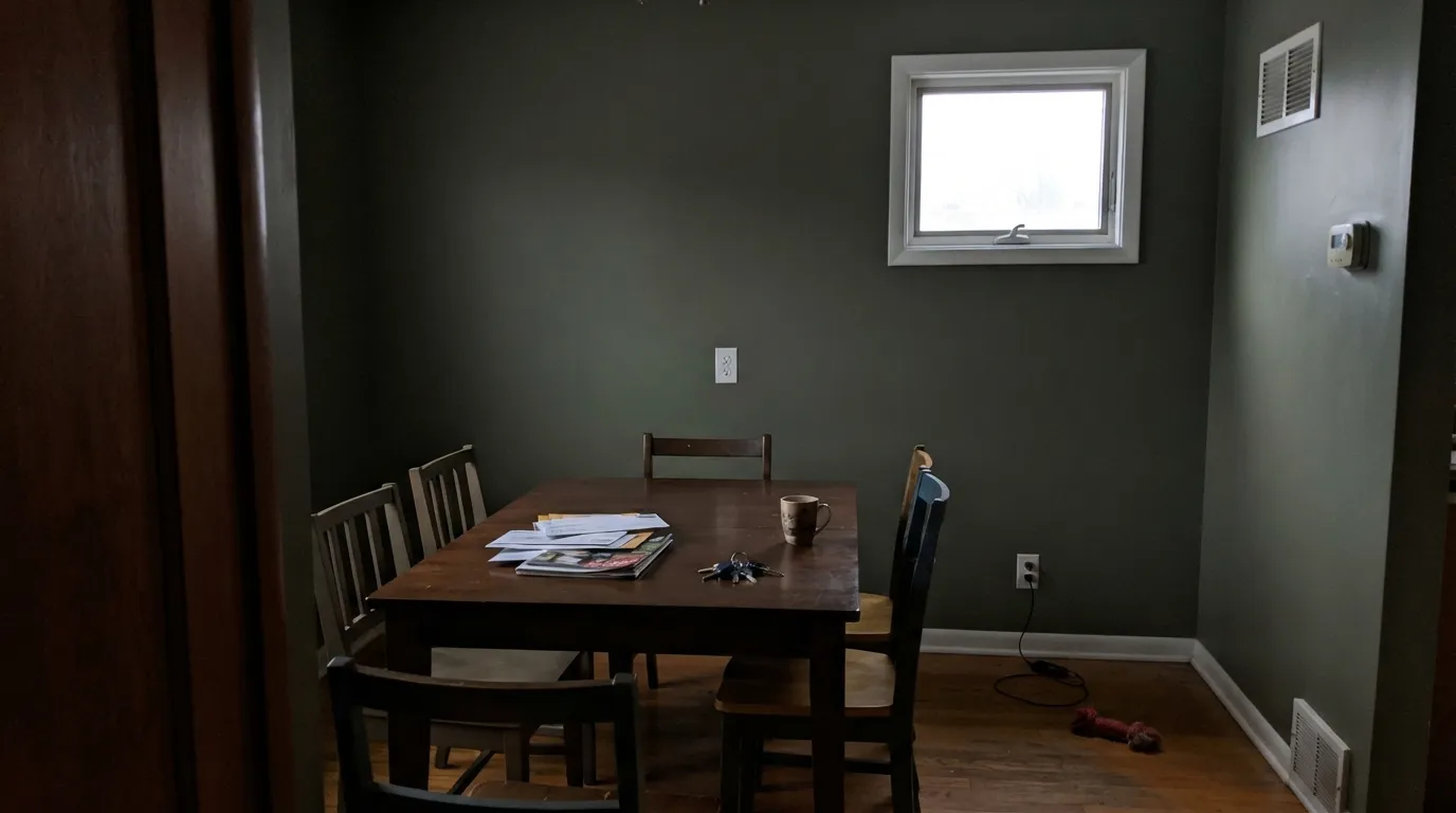 The honest shot: on four walls with no real light, Thai Basil goes darker than the chip and the leaf drains to khaki-gray — the exact surprise owners report.