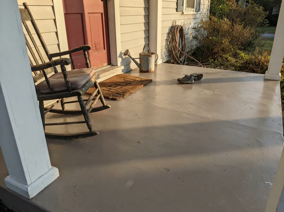 The genuine specialty: Behr sells this exact color as a porch-and-patio floor enamel, and a painted slab reads finished instead of just gray concrete.