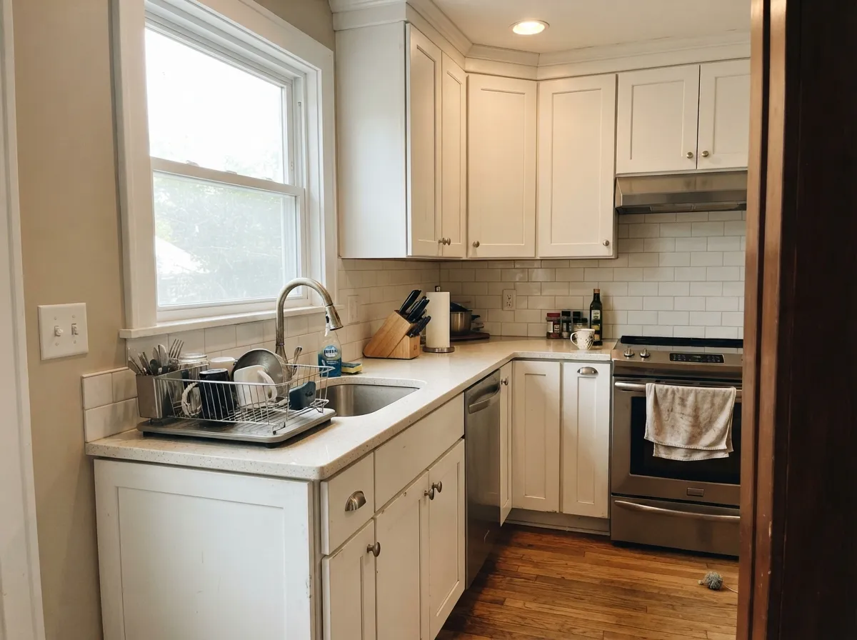 Ultra Pure White satin kitchen cabinets near a bright window.