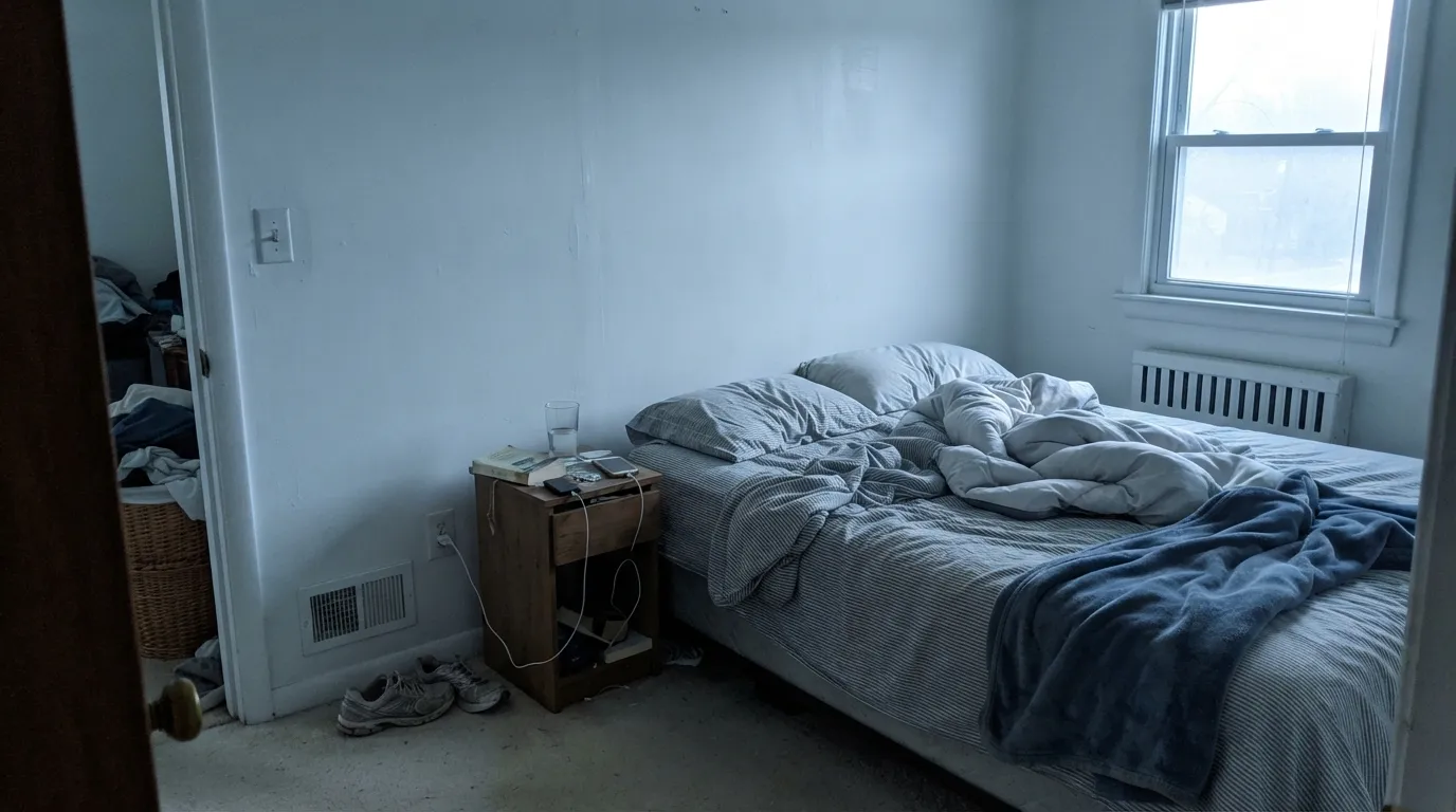 The honest shot: in a dim north room this white has no warmth to fall back on, and the walls go flat, cold and slightly blue.