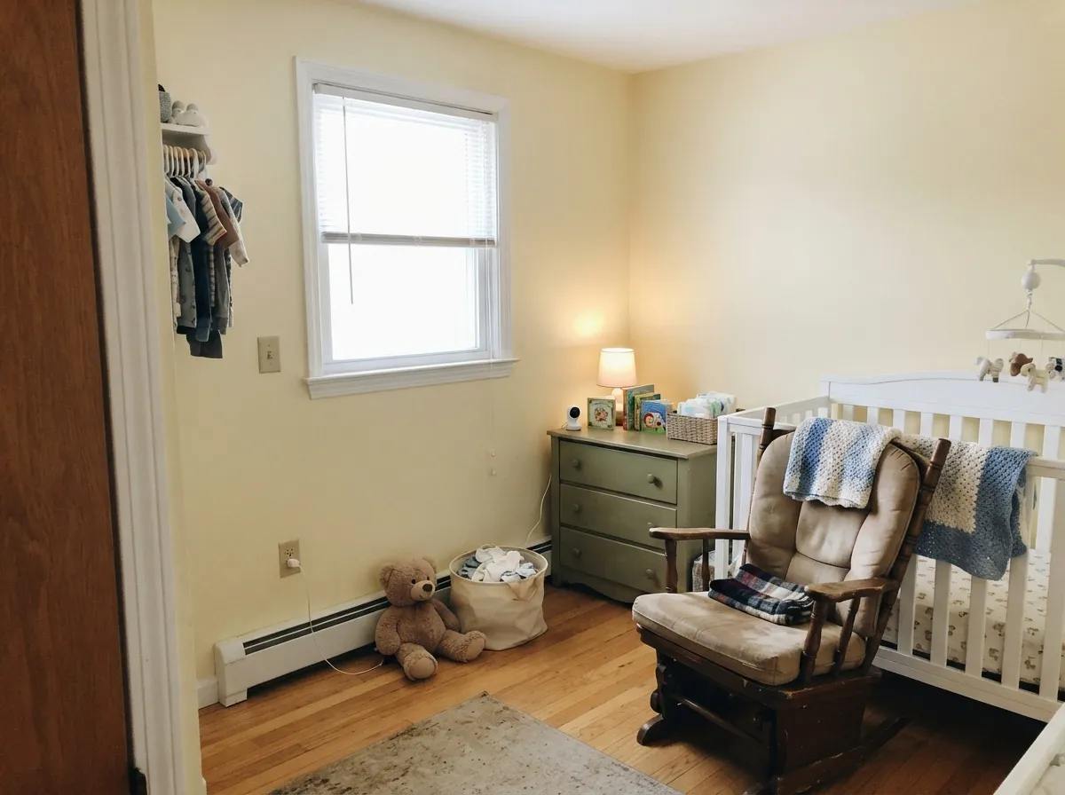 Paired with sage and white, the yellow settles into a gentle, gender-neutral nursery color instead of carrying the room alone.