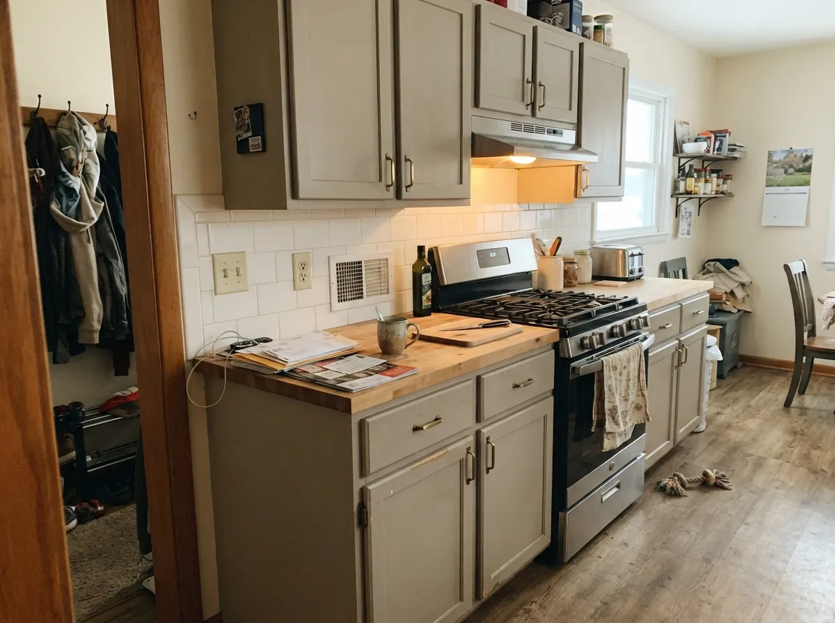 On cabinets it does the same job as its Benjamin Moore twin: warms up the kitchen without shouting.