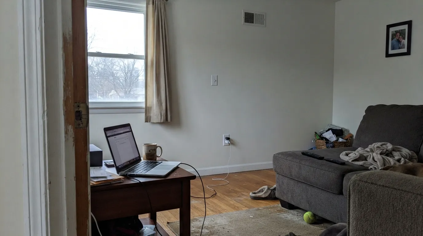 The honest shot: a dim north room with no lamps drains what little warmth this color has, and it reads flat and clinical — the standard risk for any true white this pale.