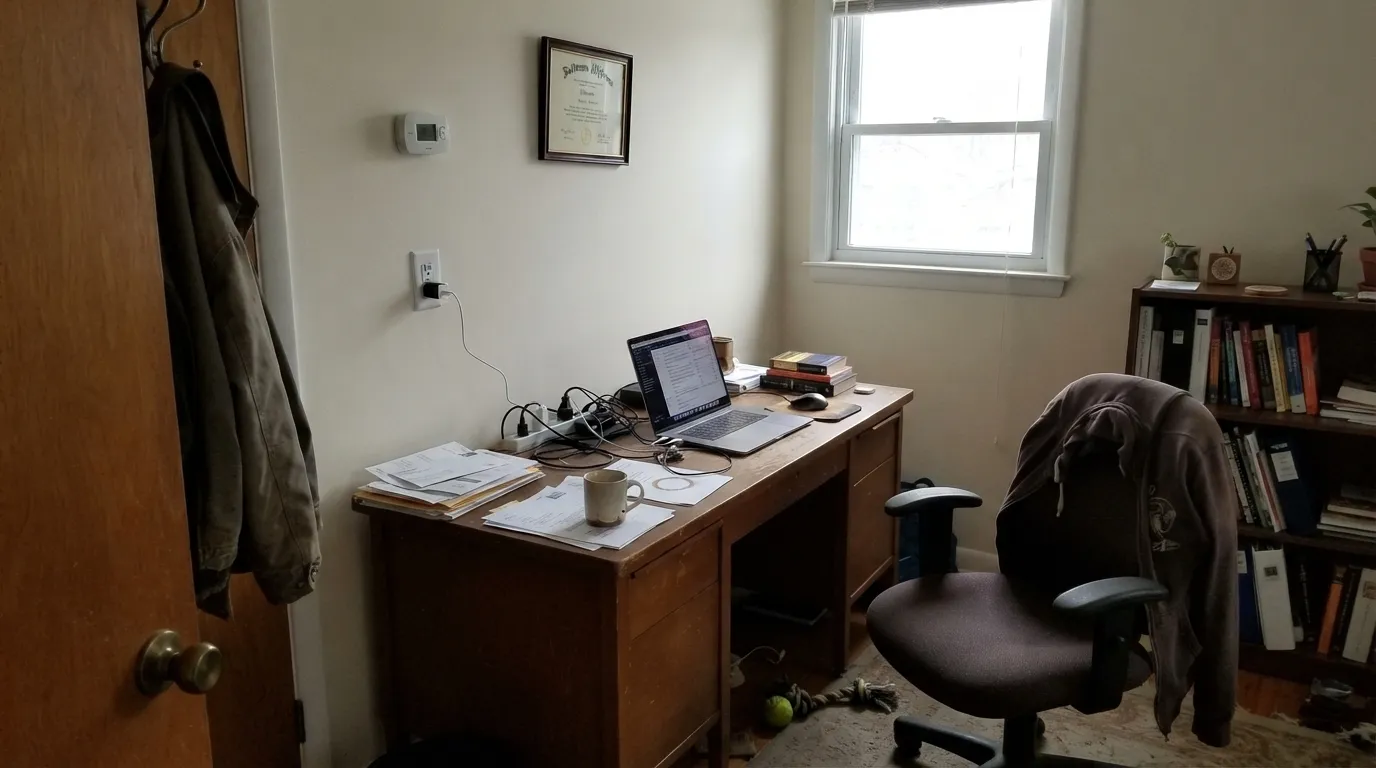 The honest shot: dim north light with no lamps drains the warmth and leaves a flat gray-white — the situation behind most of the color's thin complaint history.