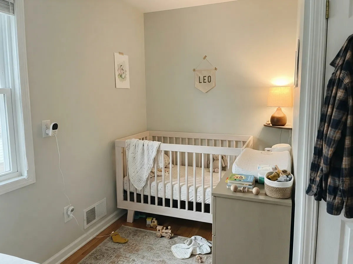 Calm and gender-neutral in a nursery — pale enough to feel restful, warm enough not to feel sterile.