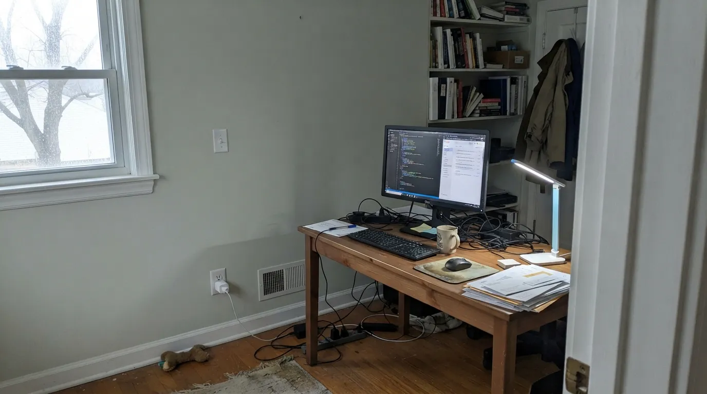 The honest shot: cool north light and cool LEDs erase the green completely — this is the "it matches my white ceiling" complaint from real owner reviews.