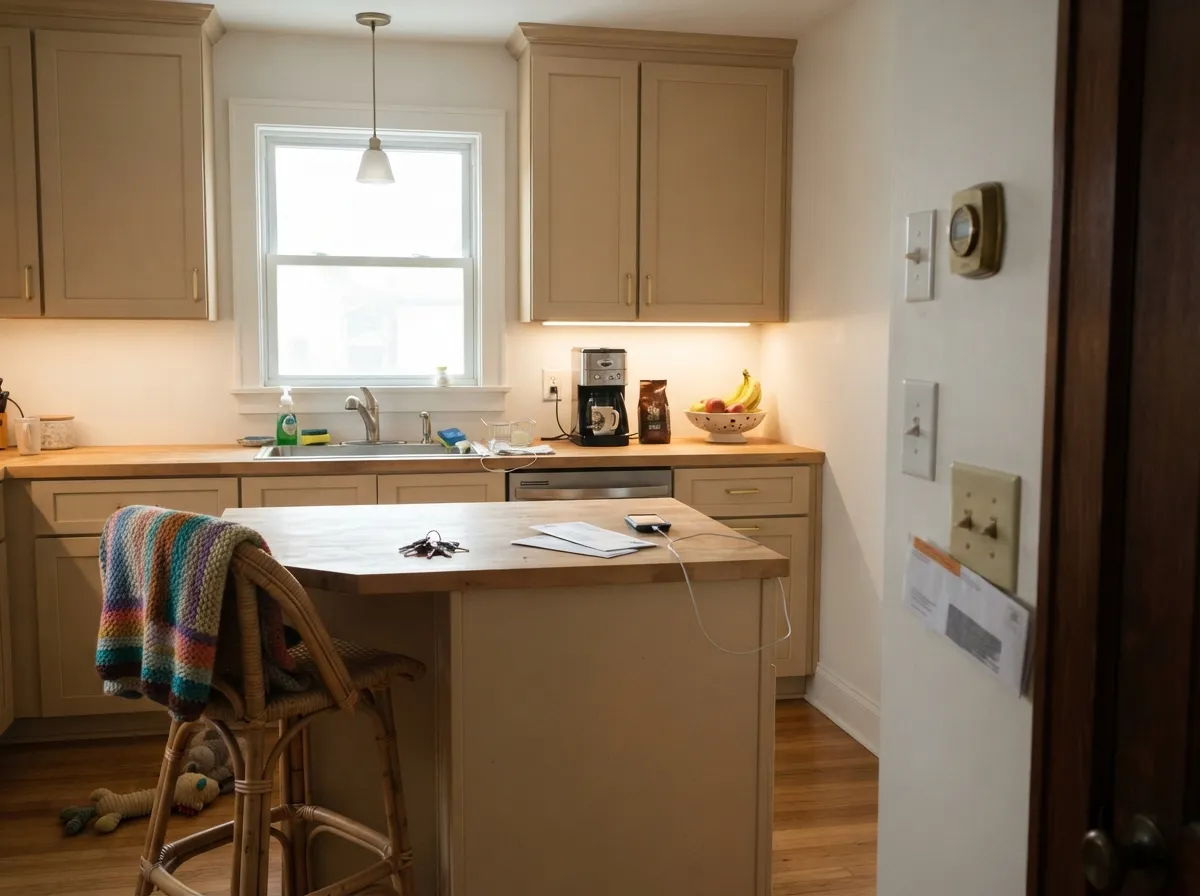 Its natural habitat: warm cabinets, brass, butcher block. This is the pairing it was made for.