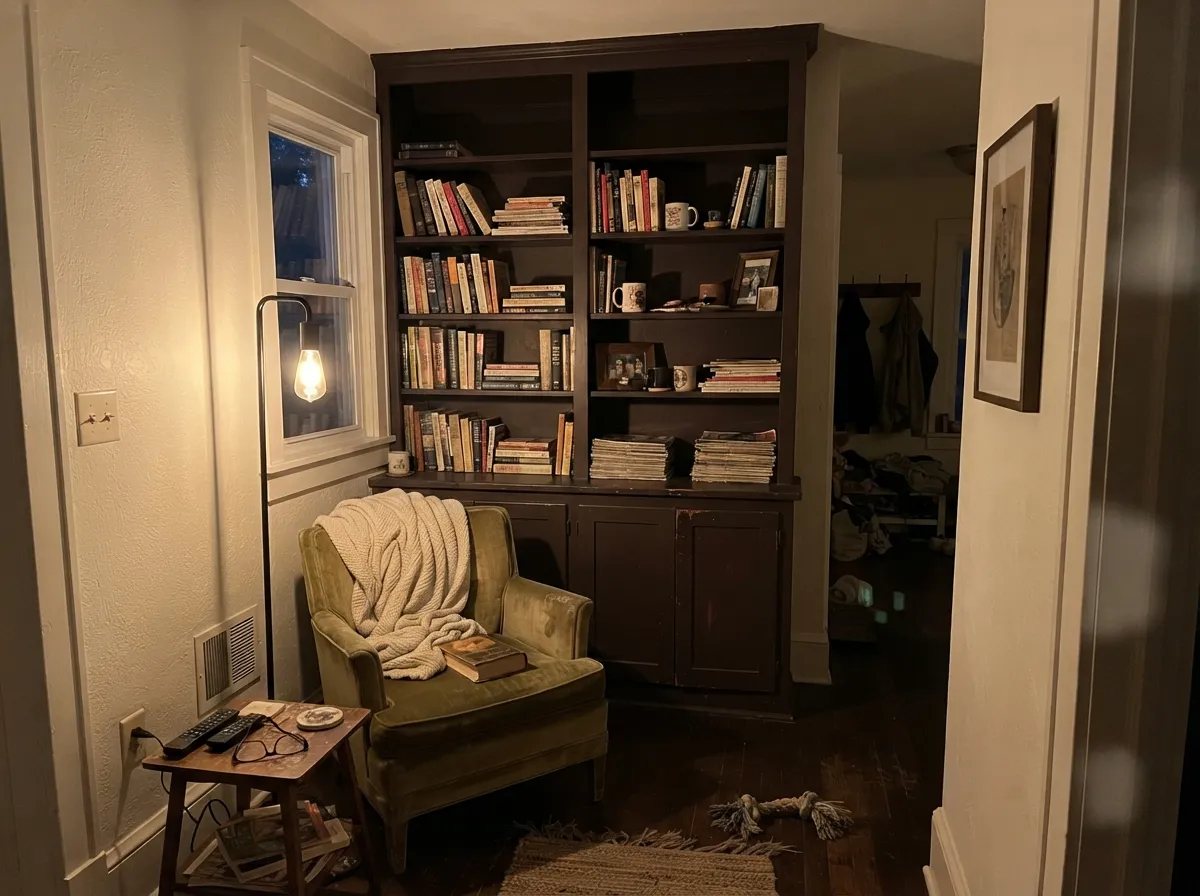 Under a warm lamp the grey cast lifts and the brown turns almost leather-colored — its best evening light.