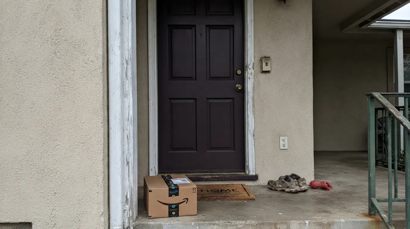 The honest shot: without direct light or a porch lamp, Branchport Brown reads simply as black — the single most common surprise with this color.