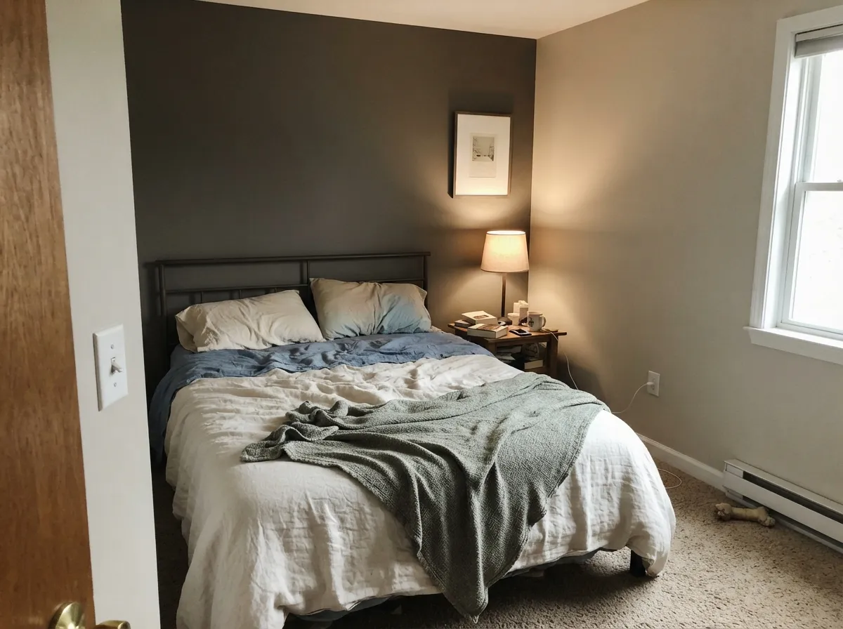 As a single accent wall against a lighter warm greige, the depth reads deliberate instead of heavy.