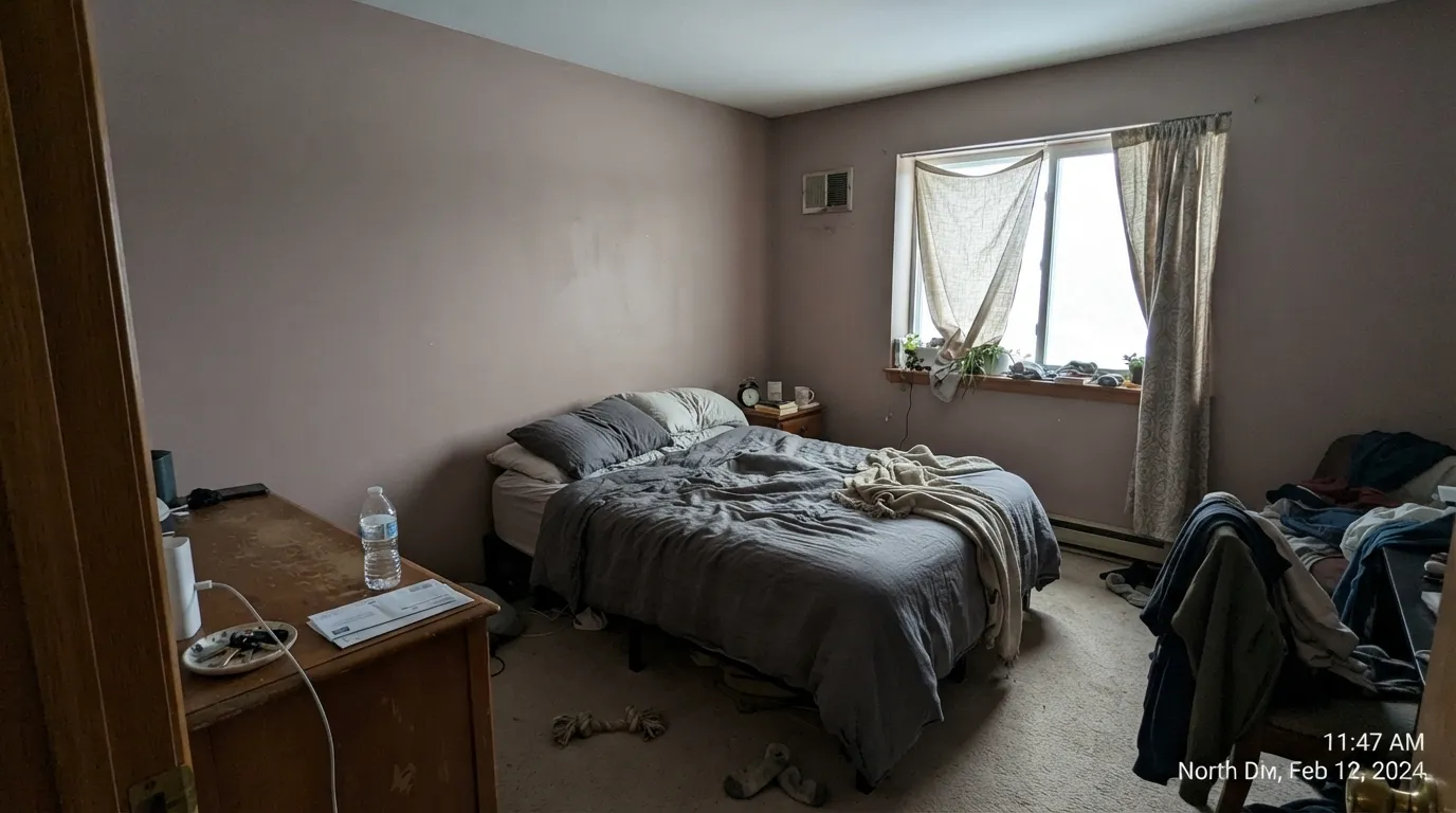 The honest shot: flat north light on an overcast day drains the warmth out and Conch Shell goes muddy taupe-mauve — the light this color needs you to avoid.