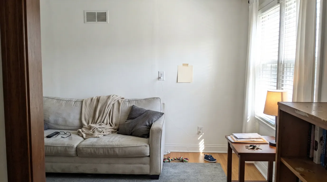 The honest shot: at LRV 89 this is a bright white, not a cozy one. In a sun-filled room with pale furniture the warmth stops registering and you get glare — the number-one Cotton Balls mismatch.