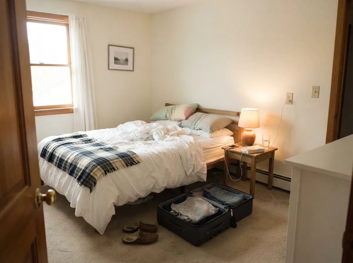 Morning east light gives the warmest version of the color, one shade off the White Dove trim.