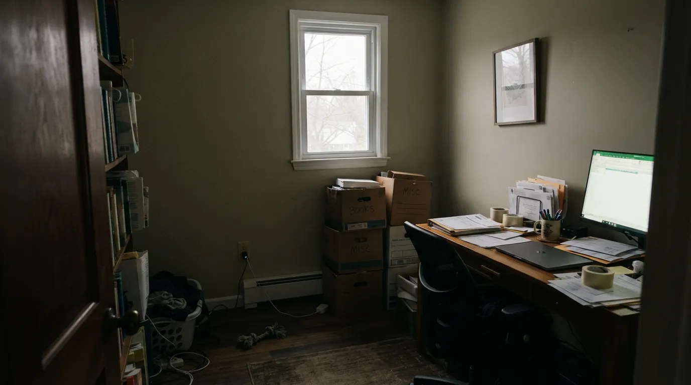 The honest shot: one small north window and no lamps, and Edgecomb Gray goes muddy — the exact complaint behind most of its bad reviews.