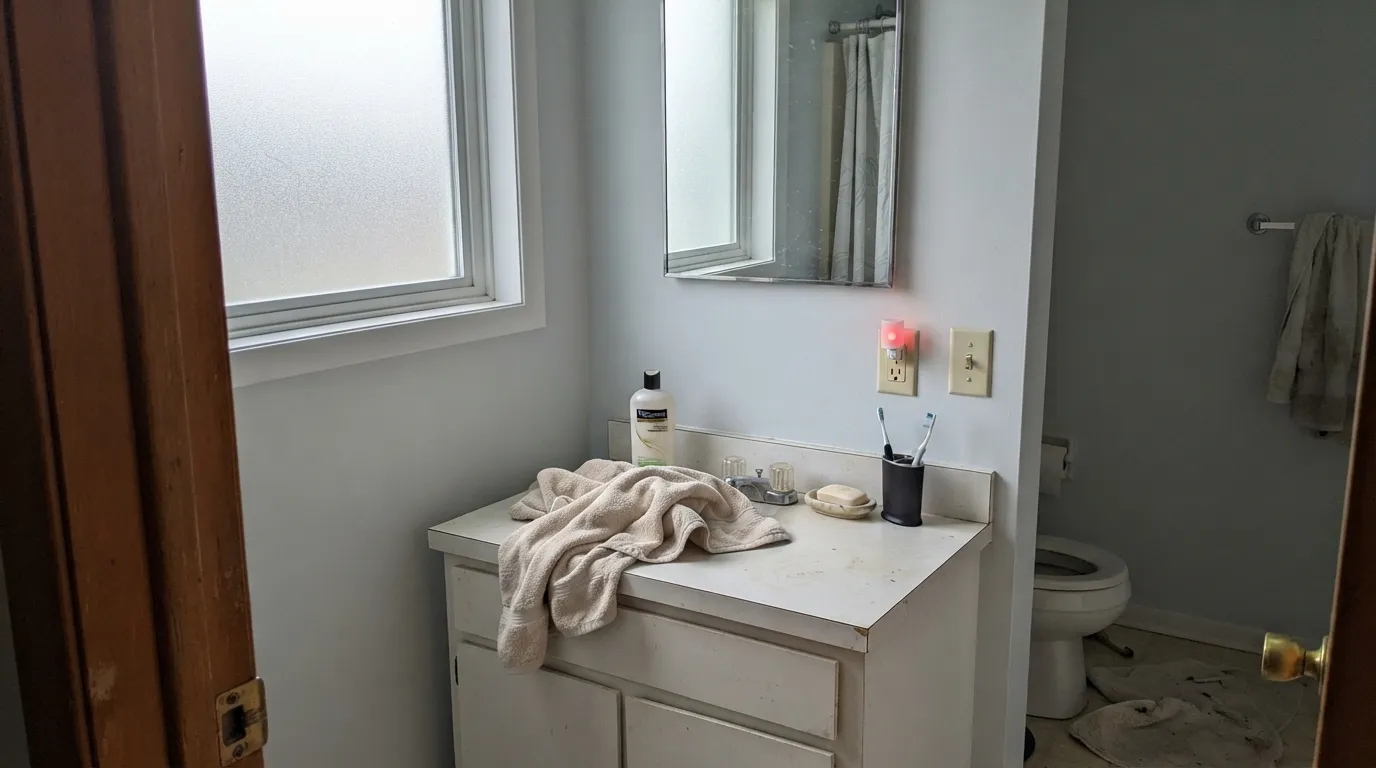 The honest shot: flat north light on an overcast day, and the blue disappears almost entirely — the exact situation behind the "it just looks gray" reviews.