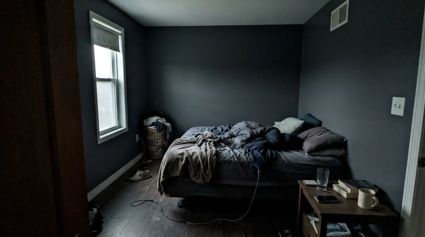 The honest shot: one small window and no lamps, and Graphite stops feeling moody and starts feeling like a dark box — the situation behind most of its regret stories.
