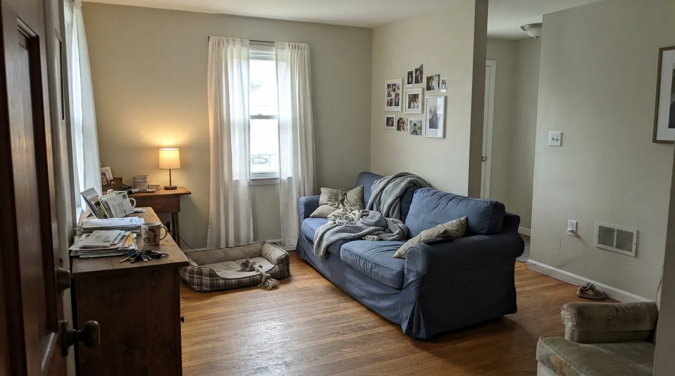 Benjamin Moore Gray Mist in a real room