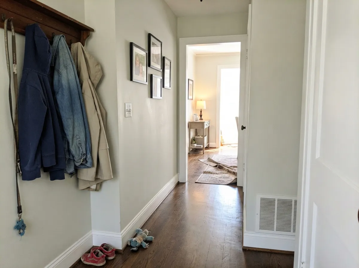 Its best job: a quiet whole-house neutral that carries a hallway without visually shrinking it.