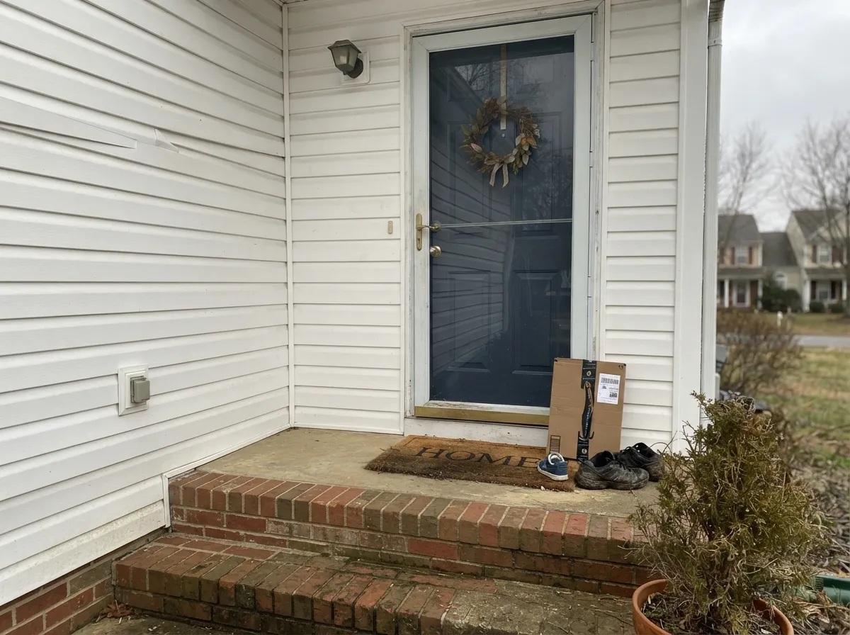 On a front door it reads classic in any weather — overcast included.