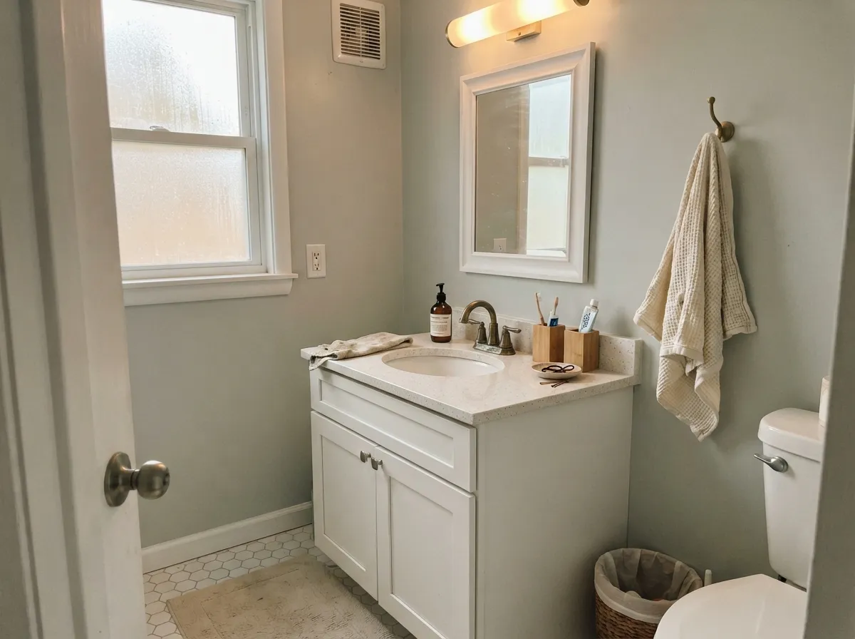 Its best-known job: a bathroom that reads spa-calm without going cold.
