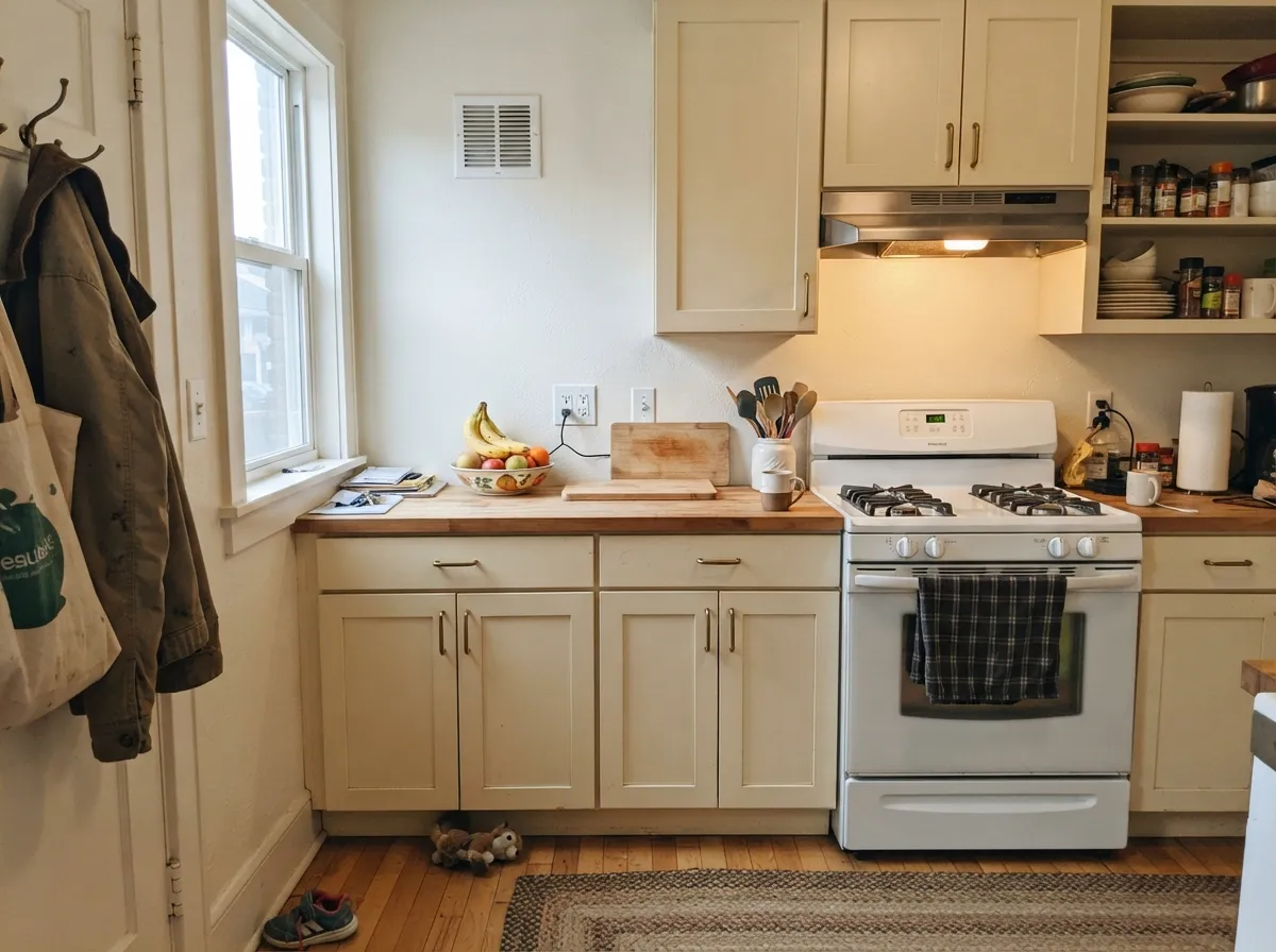 On cabinets, brass and butcher block, Mayonnaise reads warm and clean without the golden-house problem full coverage creates.