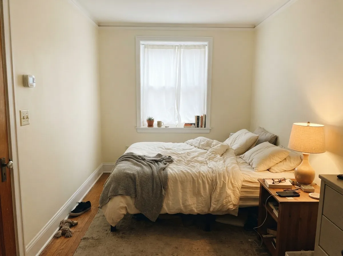 Chantilly Lace's cool crispness on the trim keeps the golden wall color from tipping toward dated.