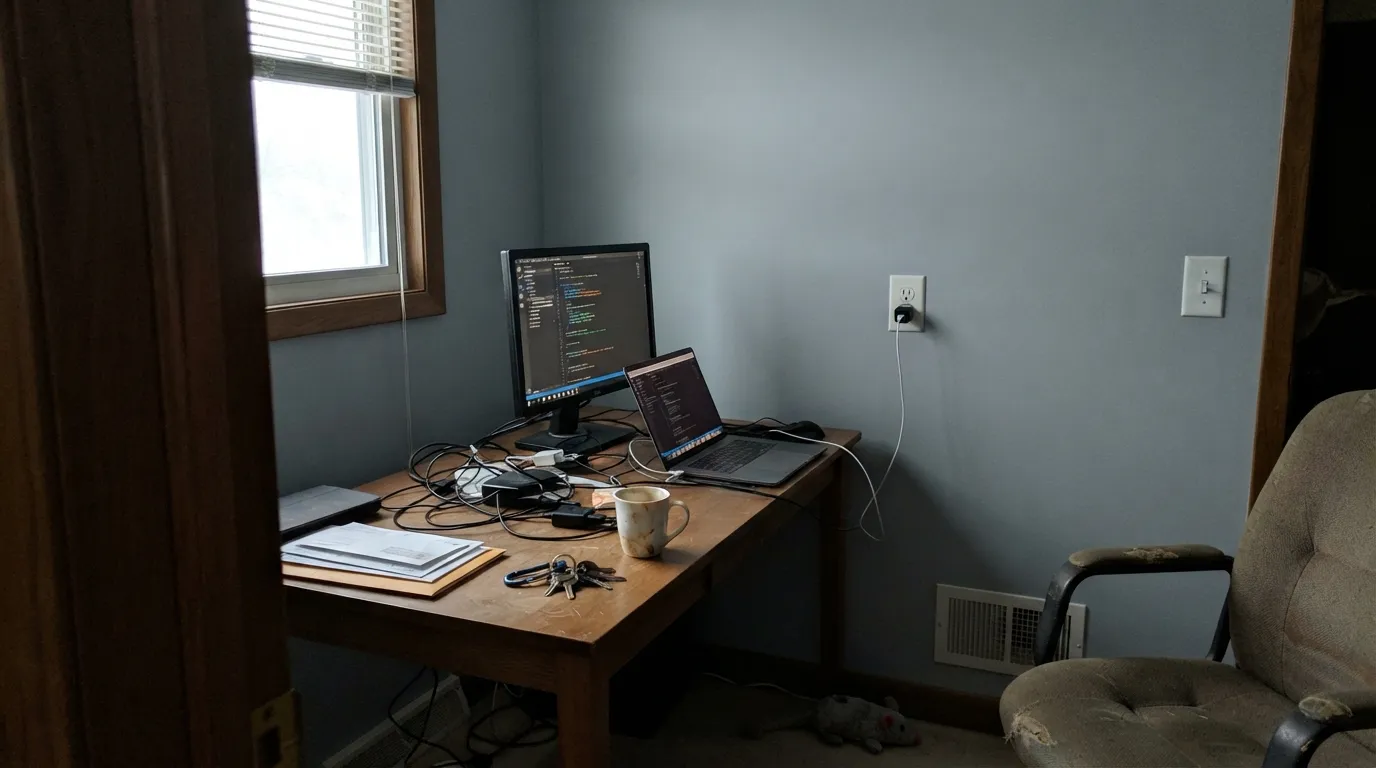 The honest shot: flat north light with no lamps on, and the wall goes cooler and flatter than the fan-deck chip promised.