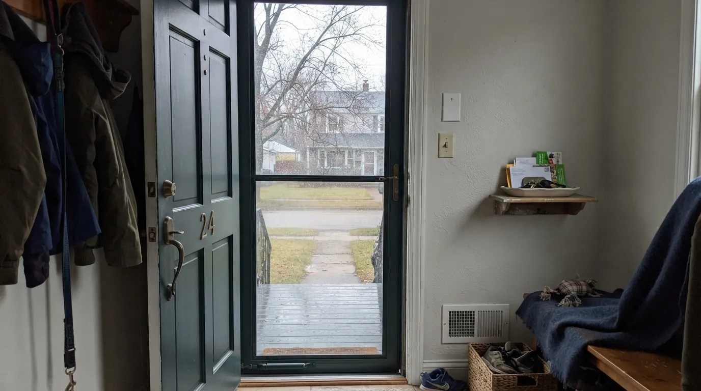 The honest shot: on an overcast day in shade, Narragansett Green reads as plain black — no green visible at all. This is the light behind every "it's just black" review.