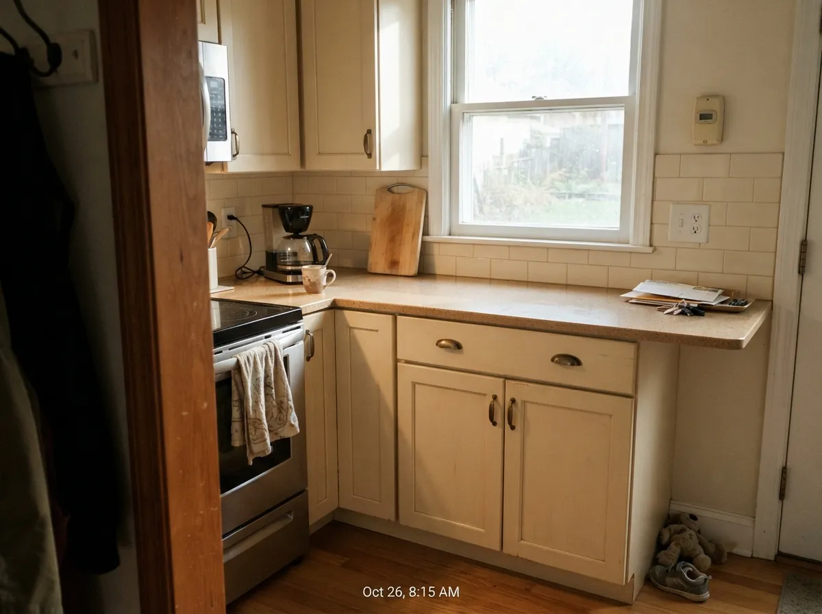On cabinets the cream reads soft rather than stark, and warm counters and brass stop it from looking yellow.