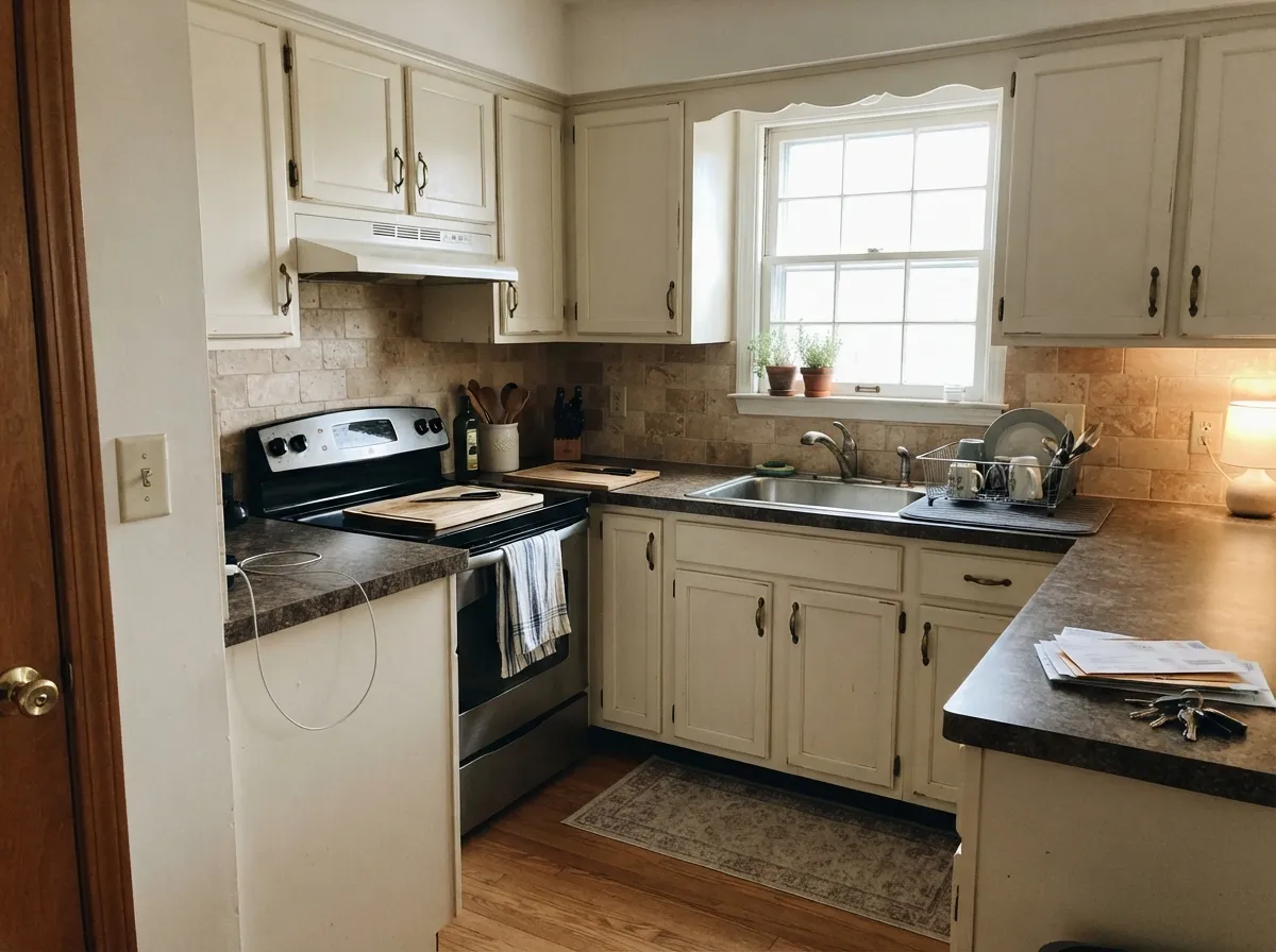 On cabinets it gives a warm traditional kitchen, not a crisp modern one — brass and travertine agree with it, cool gray quartz would not.