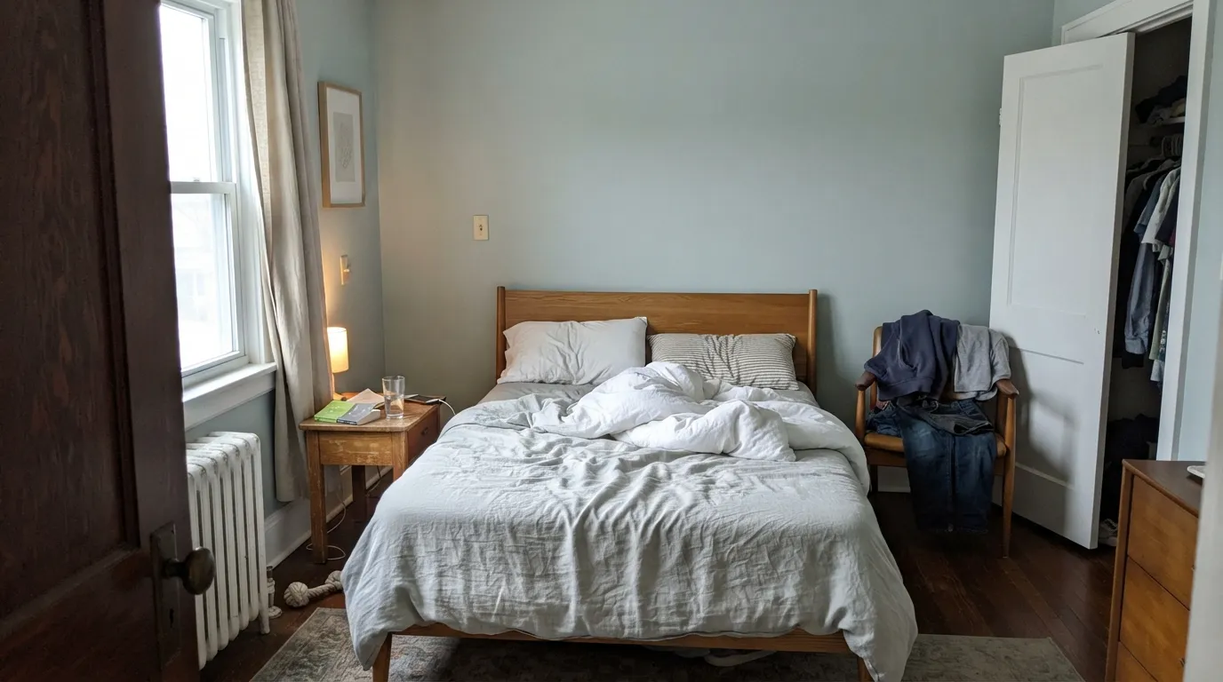 In soft morning light it reads gray first and blue-green second — which is exactly how most people hope it will behave.