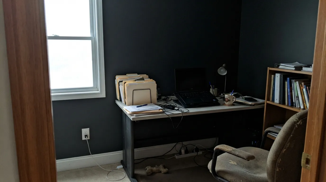 The honest shot: no direct light, no color story — just a black wall. This is what happens when the room can't give Salamander the light it needs.