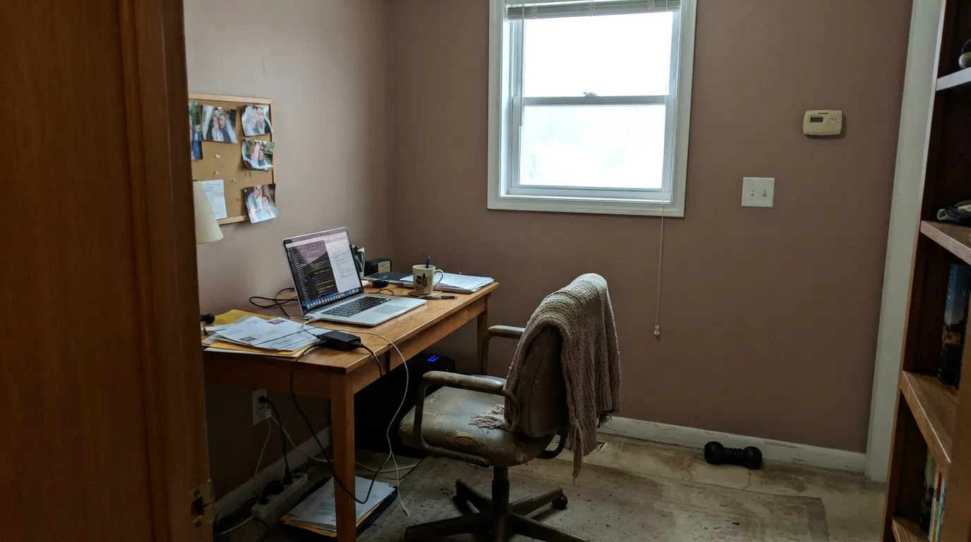 The honest shot: cool north light with no lamps drains the warmth and leaves a flat, muddy rose-brown — the exact letdown buyers describe when they skip the sample stage.