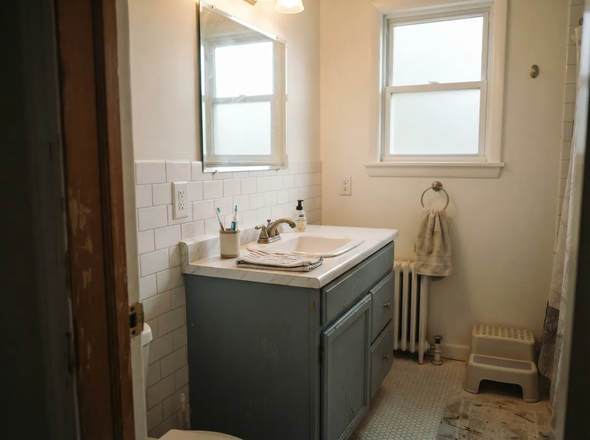 A vanity is the classic small commitment — enough color to feel custom, small enough to be a weekend repaint.