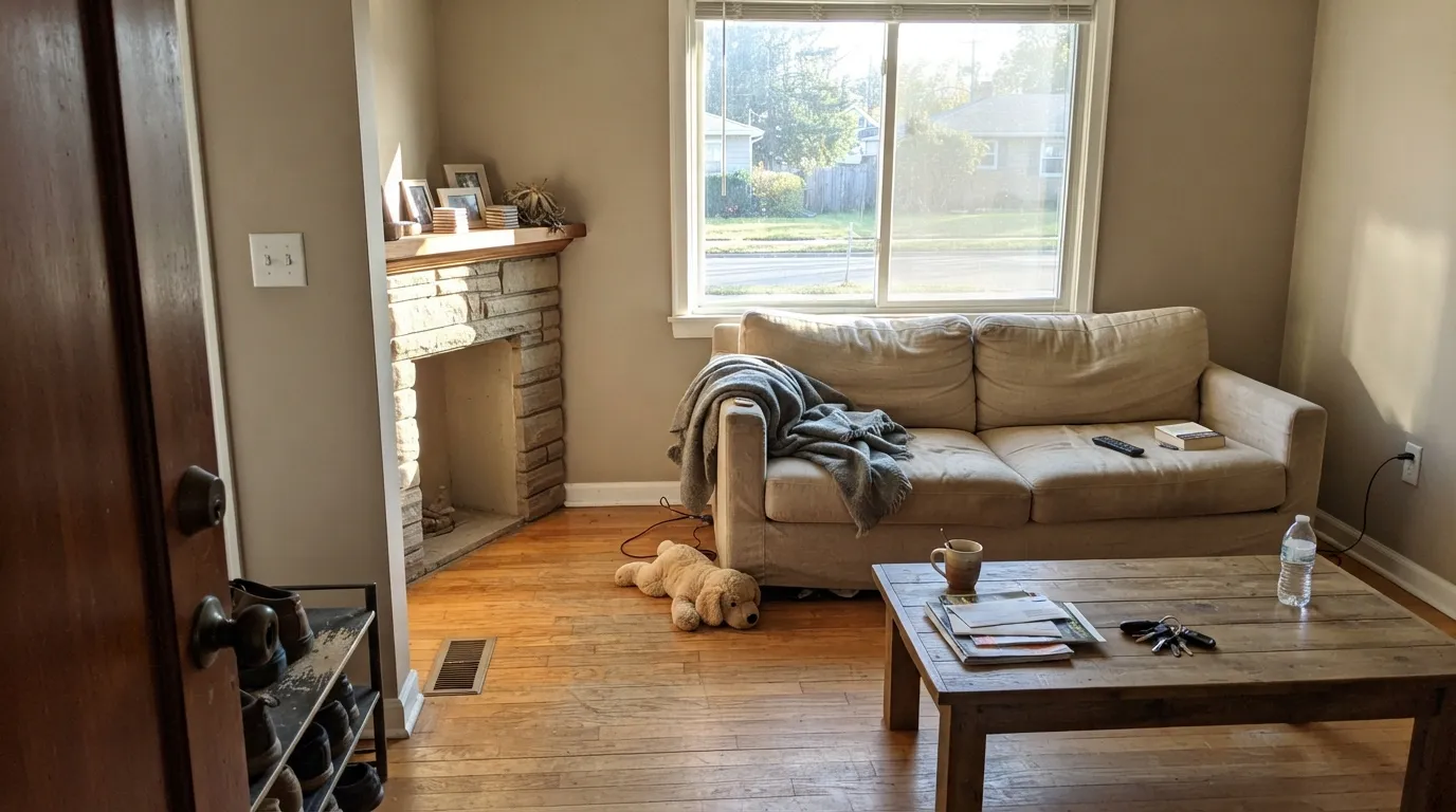 Stone Hearth in real south-facing daylight — the red-orange comes forward and it reads as a soft, sunny stone, its best and most reliable look.