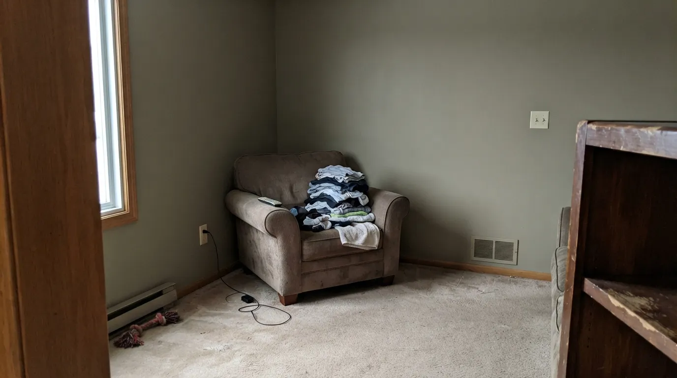 The honest shot: cool overcast light with no lamps drains the warmth out and leaves a drab olive-gray — the exact situation behind most of the disappointed reviews.