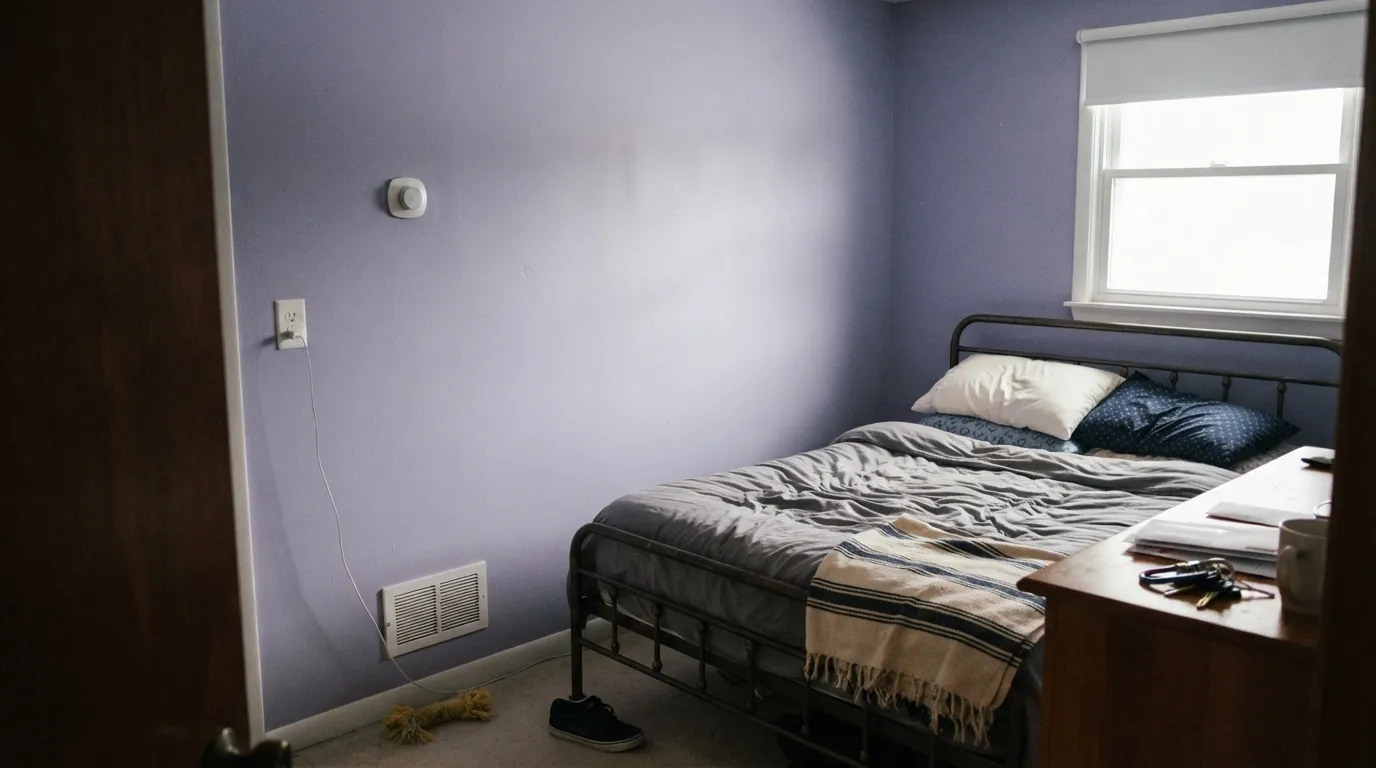 The honest shot: cool, flat daylight with nothing warm to counter it. What most buyers expect to read as quiet gray instead reads clearly lavender — the exact "wait, this is purple" moment behind the color's mixed reviews.