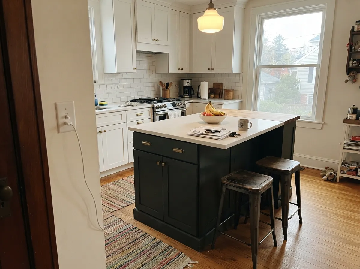 As a kitchen island it grounds the room without adding a color you then have to coordinate around.