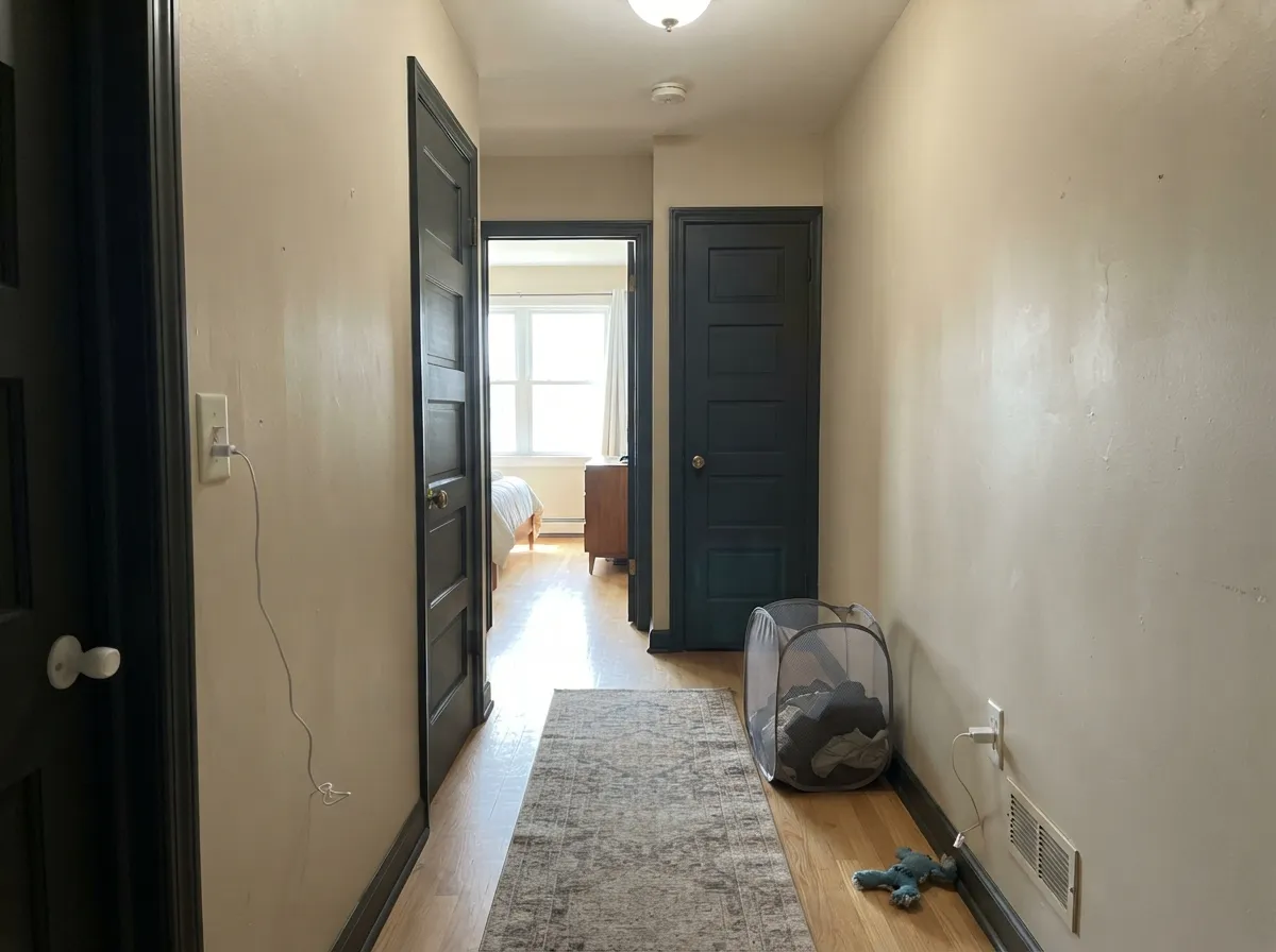 On doors and casing the contrast is strong but never cut-out sharp — the softness is the whole reason to choose it.