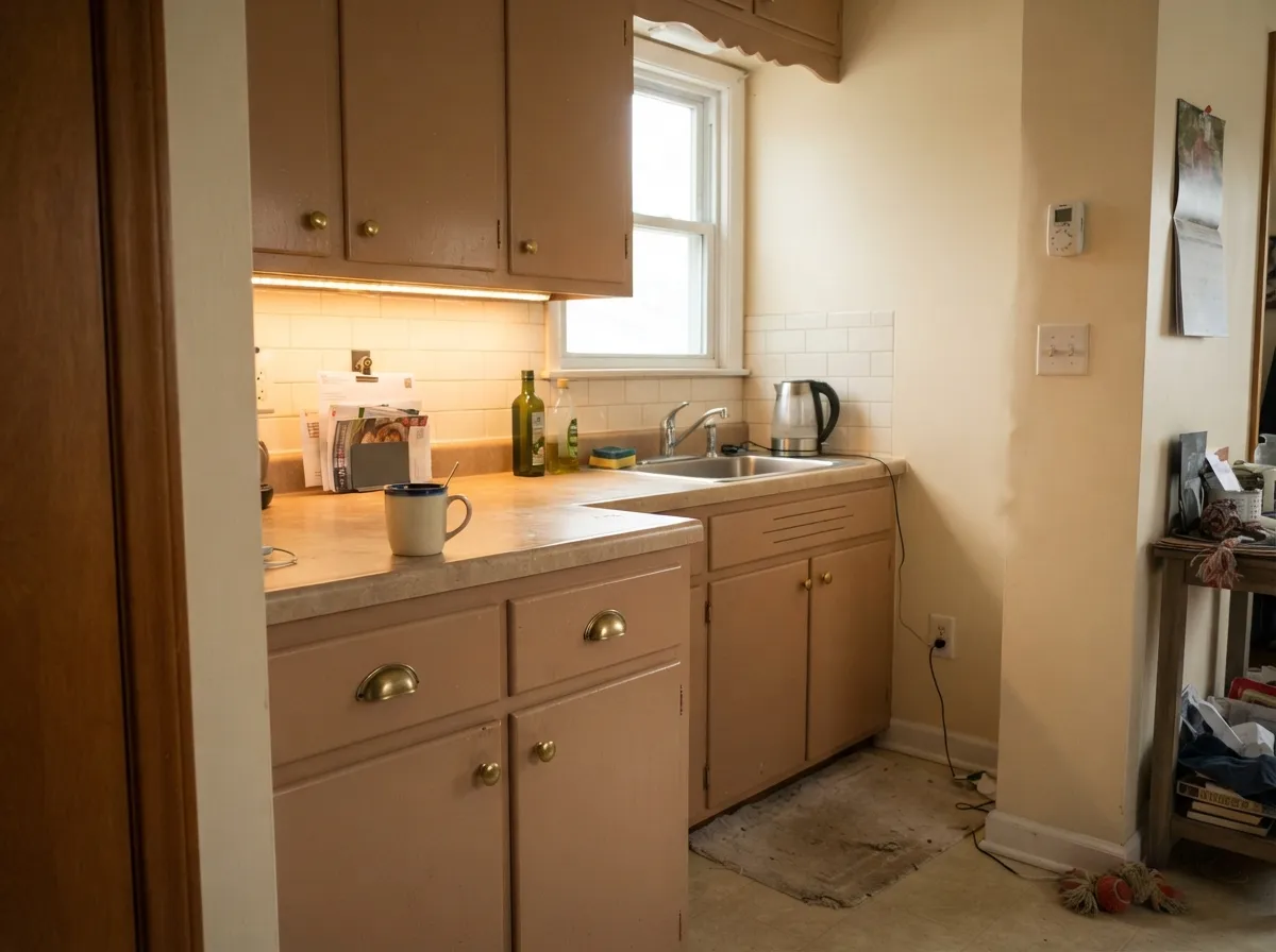 The smaller bet: satin Rodeo as millwork under cream walls, leather-like without wrapping the whole house.