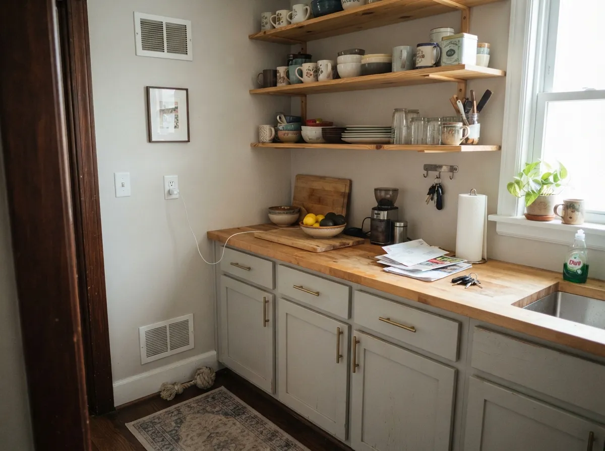 The room real owners mention most: warm wood and brass give Penthouse's thin undertone something to lean on.
