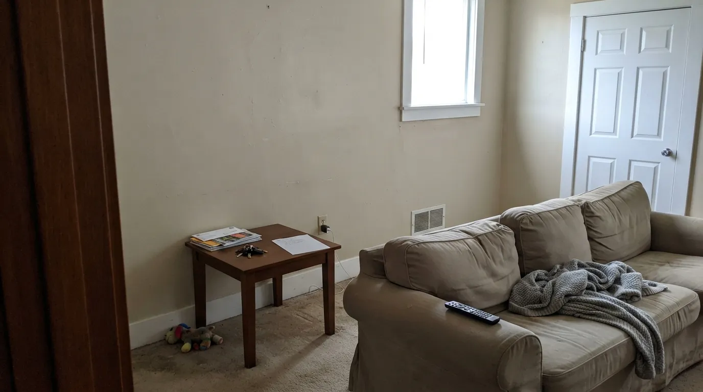 The honest shot: on four walls next to a true white, Antique White is beige, not white — the greige the chip only whispered, worse beside Warm White trim.