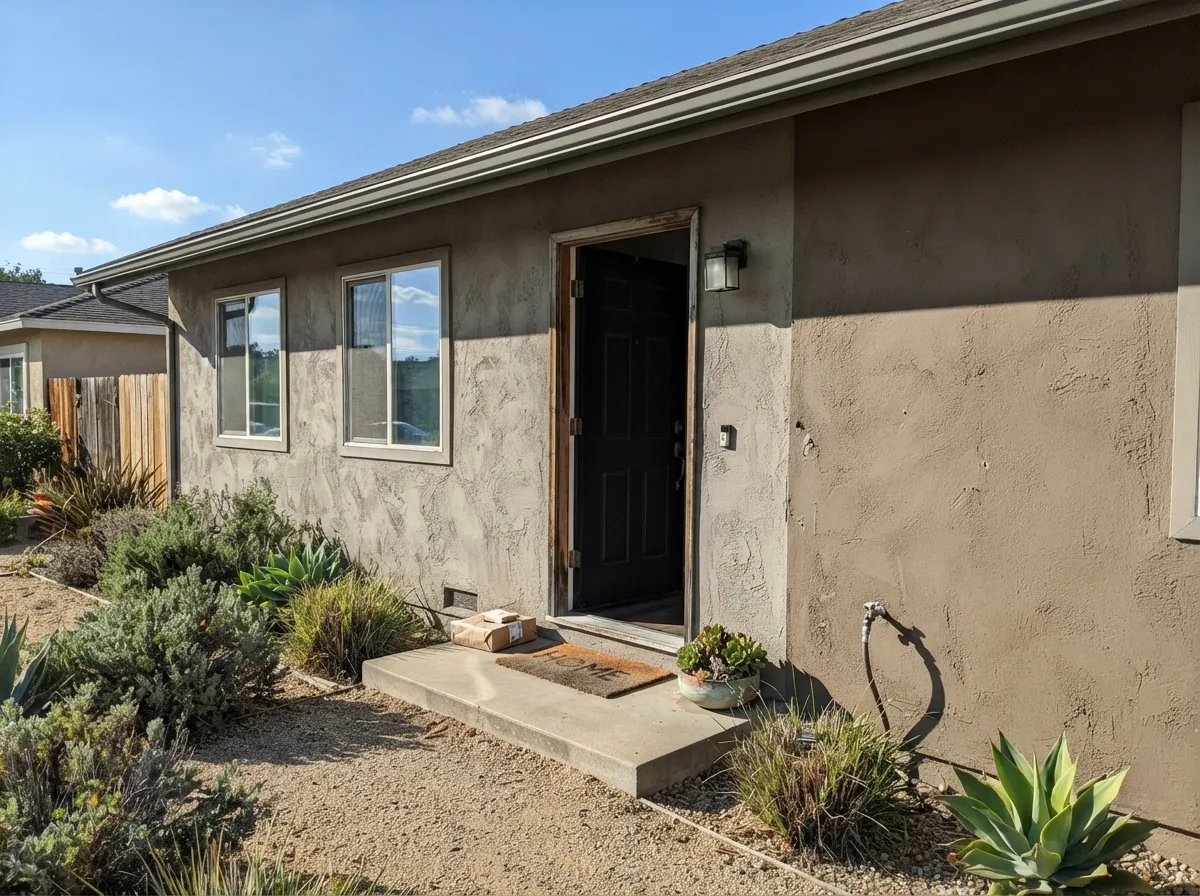 The regional job: Barnwood Gray as an exterior body color — lighter and grayer in sun, browner in the shade — with a near-black door.