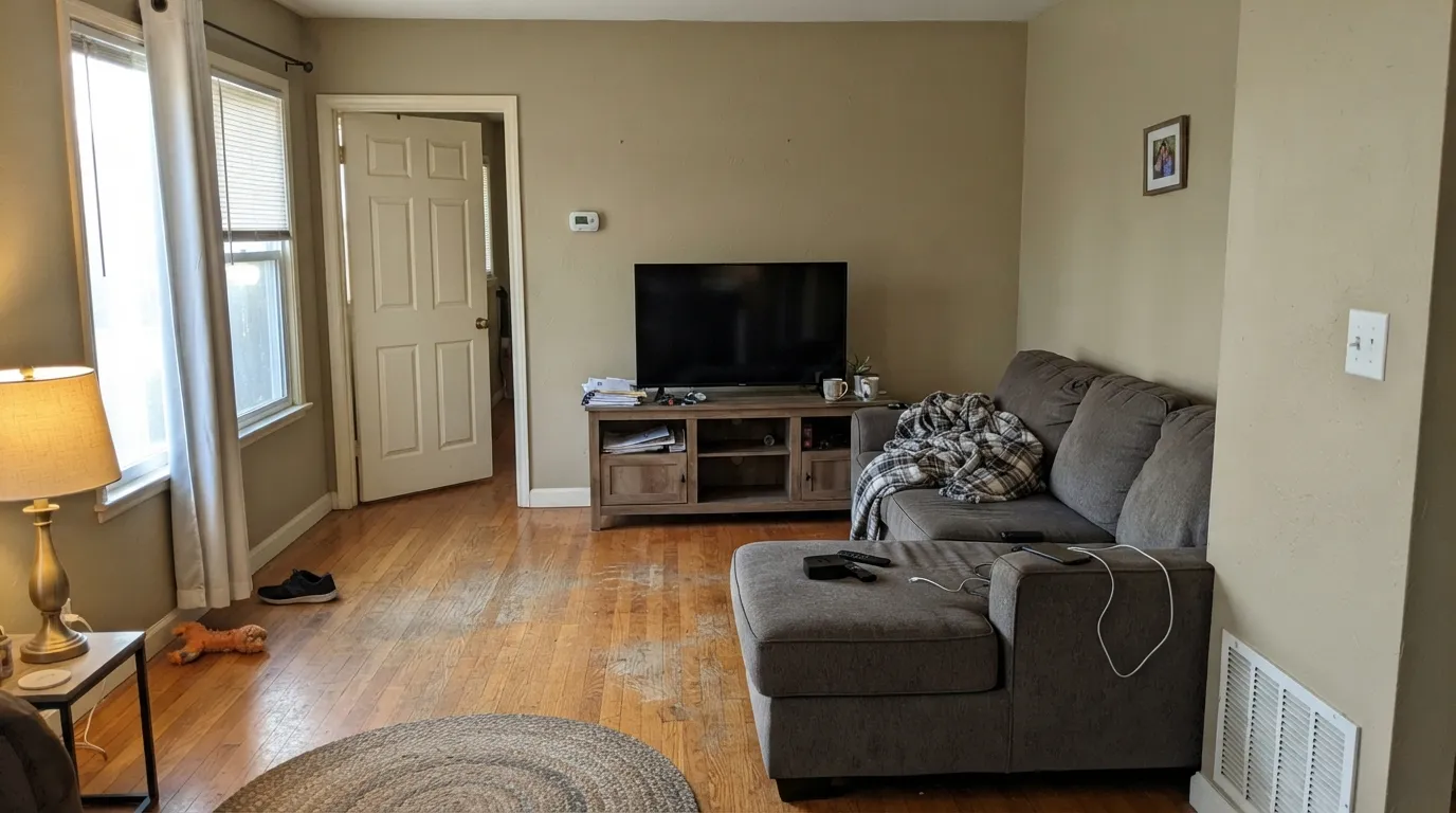 Dunn-Edwards Bison Beige in a real room