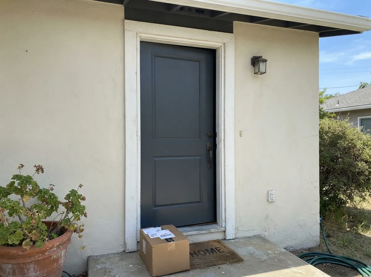The fascia-and-door job: at noon the charcoal lifts off black and you can name the gray from the sidewalk.